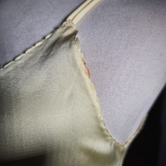 Vintage 1970s Cinema Etoile Yellow Satin PJ Set Embroidered Loungewear - Picture 4 of 8